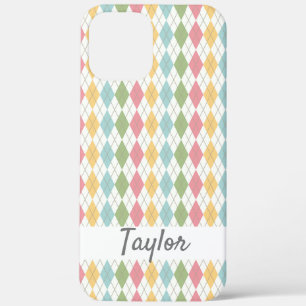 Pastel Argyle Pattern Personalized iPhone 12 Pro Max Case