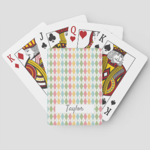 Pastel Argyle Pattern Personalized Playing Cards