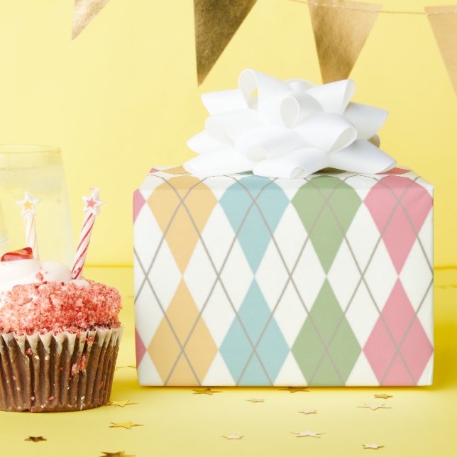 Pastel Argyle Wrapping Paper (Birthday Party)
