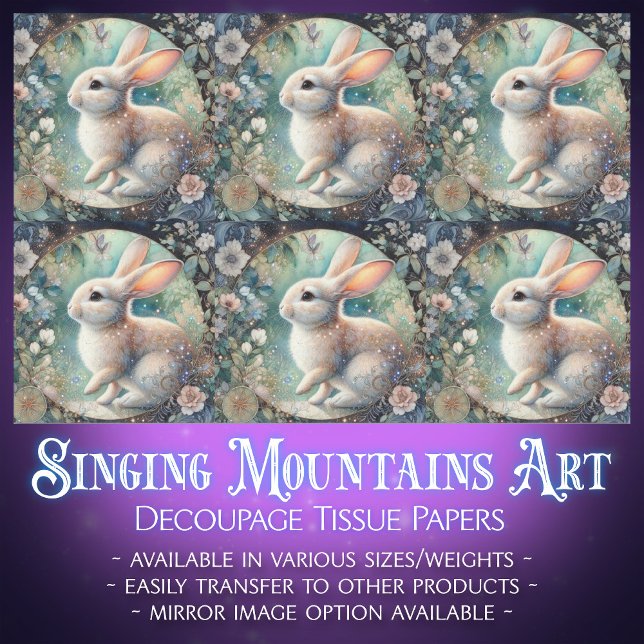 Pastel Art Nouveau Floral Rabbit Decoupage Tissue Paper (Creator Uploaded)