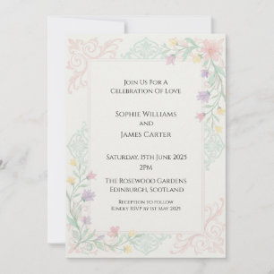 Pastel Art Nouveau Wedding Invitation