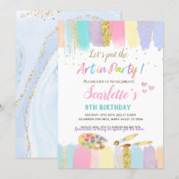 Pastel Art Painting Party Girl Birthday Invitation
