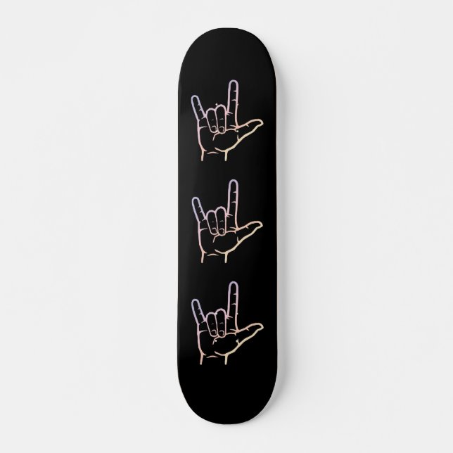 Pastel ASL I Love You Skateboard (Front)