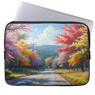Pastel Autumn Country Road Watercolor Laptop Sleeve