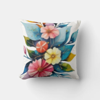 pastel awesome vibrant floral  throw pillow