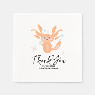 Pastel Axolotl Ocean Creature Baby Shower Napkin