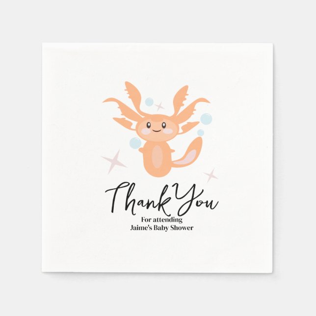 Pastel Axolotl Ocean Creature Baby Shower    Napkin (Front)