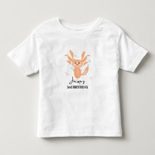 Pastel Axolotl Ocean Creature Birthday Name Toddler T-shirt