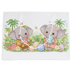 Pastel Baby Animals with Floral Eggs Large Gift Bag
