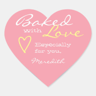 Pastel Baby Blue and Pink Made Love Heart Shape Sticker