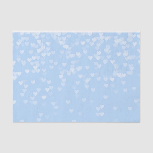 Pastel Baby Blue Confetti Hearts Tissue Paper (Front)