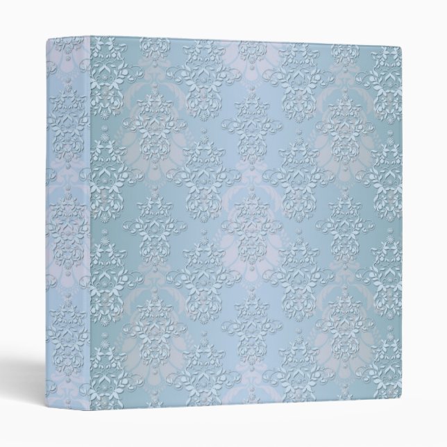 Pastel Baby Blue Damask Binder (Front/Spine)