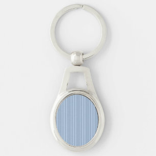 Pastel Baby Blue Vertical Stripes Keychain