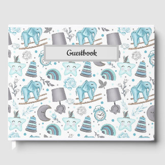 PASTEL BABY BOY BLUE ITEMS TOYS GUEST BOOK