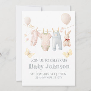 Pastel Baby Clothes Shower Invite