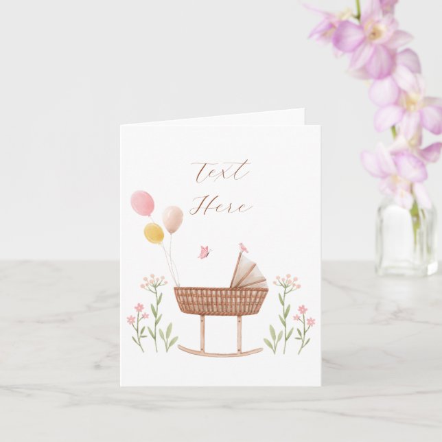 Pastel baby crib floral  card (Orchid)
