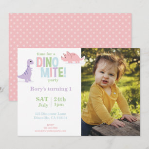 Pastel Baby Dinosaur Kids Photo Birthday Party Holiday Card