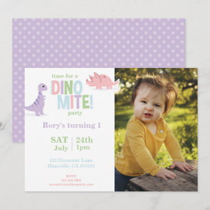 Pastel Baby Dinosaur Kids Photo Birthday Party Holiday Card