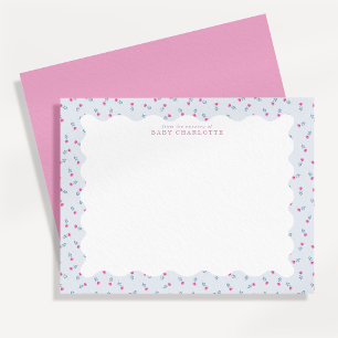 Pastel Baby Floral Wavy Border Note Card