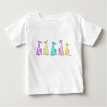 Pastel Baby Giraffes In A Row Baby T-Shirt