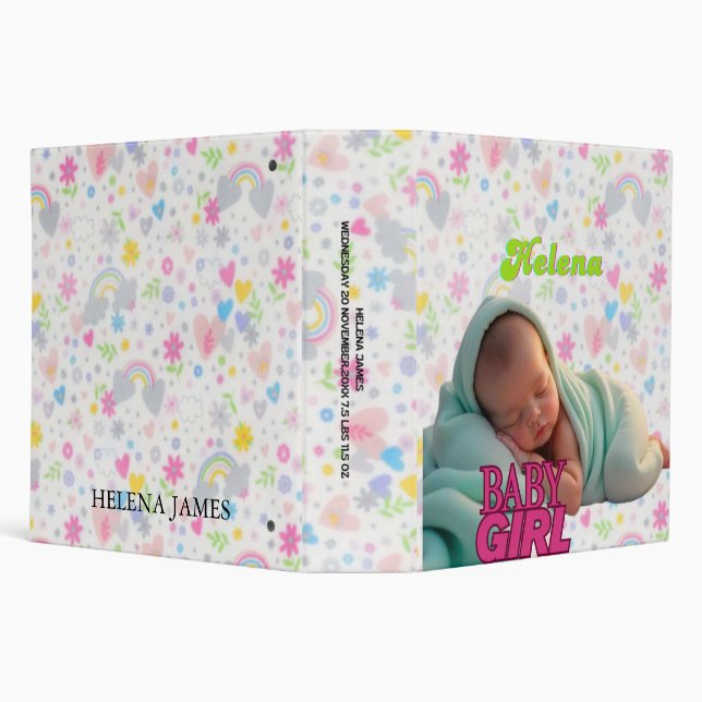 Pastel Baby Girl Custom Photo Scrapbook Binder (Background)