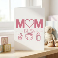 Pastel Baby Icons Mom Est Year Typography Design