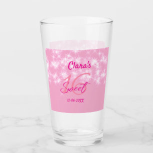 Pastel baby pink sweet 16 birthday add name da glass