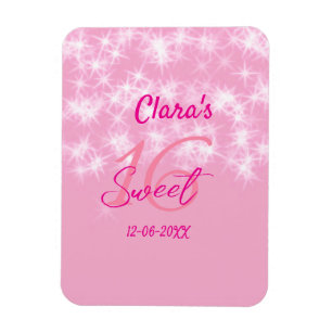 Pastel baby pink sweet 16 birthday add name da magnet