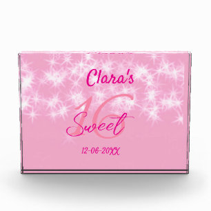 Pastel baby pink sweet 16 birthday add name da photo block