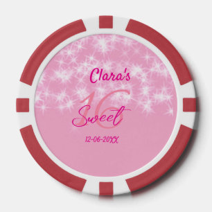Pastel baby pink sweet 16 birthday add name da poker chips