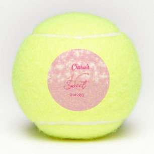 Pastel baby pink sweet 16 birthday add name da tennis balls