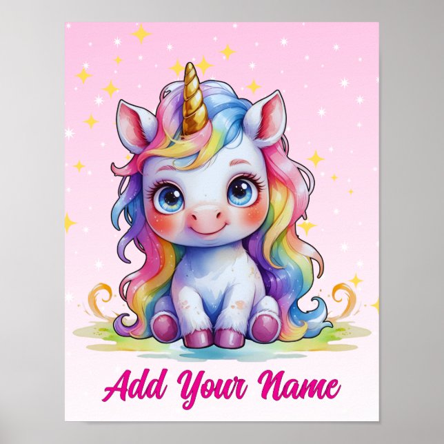 Pastel Baby Unicorn – Custom Name Poster (Front)