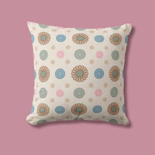 Pastel Babylonian Inspired Floral Pattern Throw Pillow