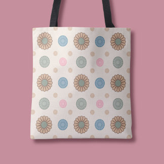Pastel Babylonian Inspired Floral Pattern Tote Bag