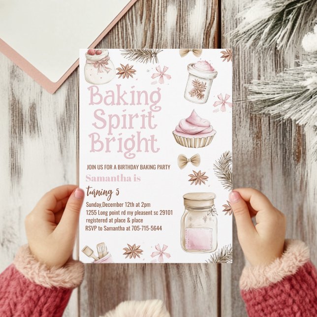 Pastel Baking Spirit Bright Christmas Cookie Birth Invitation (Creator Uploaded)