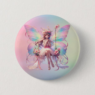 Pastel Ballerina Fairy Princess Girls 2 Inch Round Button