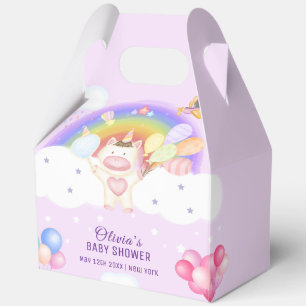 Pastel Balloon Unicorn Rainbow Baby Shower Favor Box