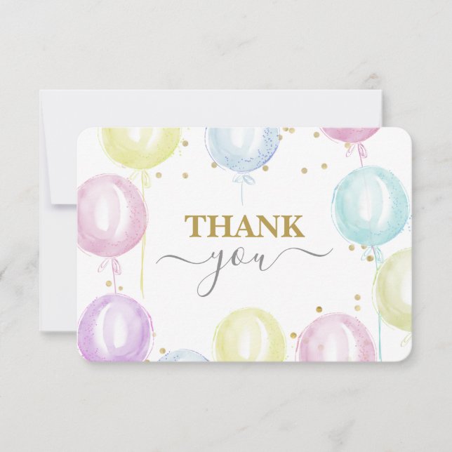 Pastel Balloons Cartes de remerciements neutres se (Devant)