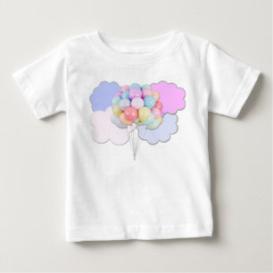 Pastel Balloons in Clouds Baby T-Shirt