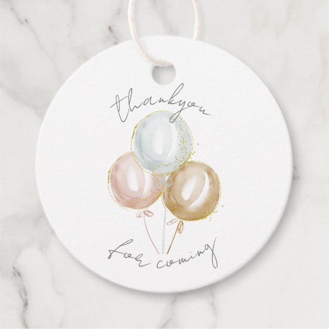 Pastel Balloons Thankyou Favour Tags (Front)