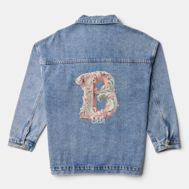 Pastel Baroque Initial 'B' Denim Jacket (Back)