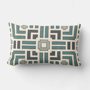 Pastel Basket Weave Motif Overlapping Stripes Lumbar Pillow