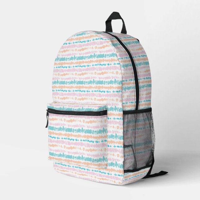 Pastel Batik Pattern Printed Backpack (Back Corner Right)