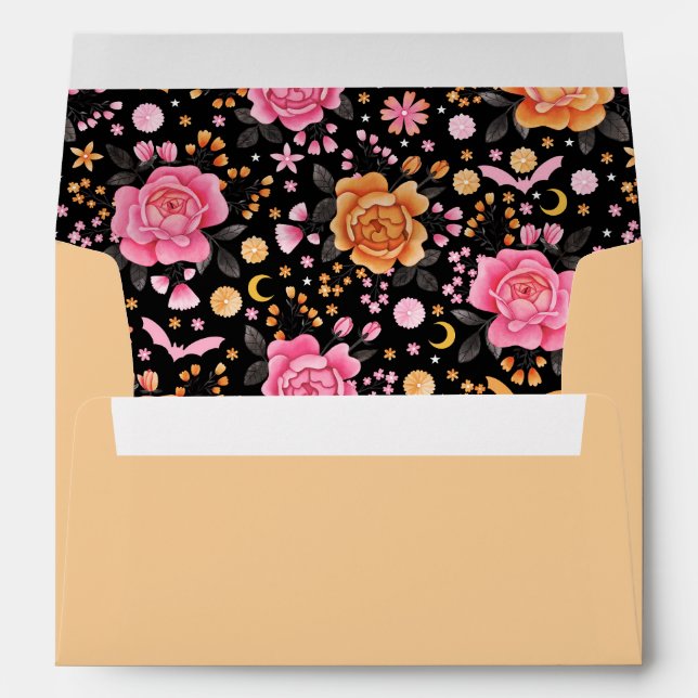 Pastel Bats et Florals Happy Halloween Enveloppe (Dos (Bas))