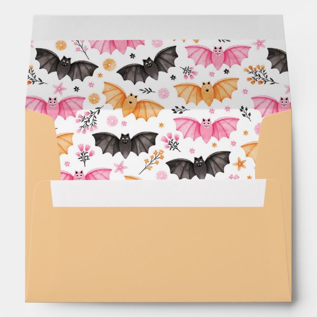Pastel Bats et Florals Happy Halloween Enveloppe (Dos (Bas))