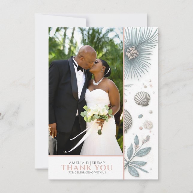 Pastel Beach Save The Date Thank You Card (Front)