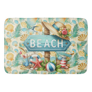 Pastel Beach Shells Bath Mat