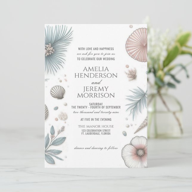 Pastel Beach Wedding Invitation (Debout devant)