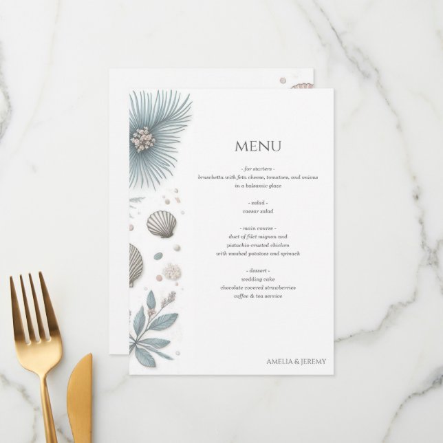 Pastel Beach Wedding Menu (Front/Back In Situ)