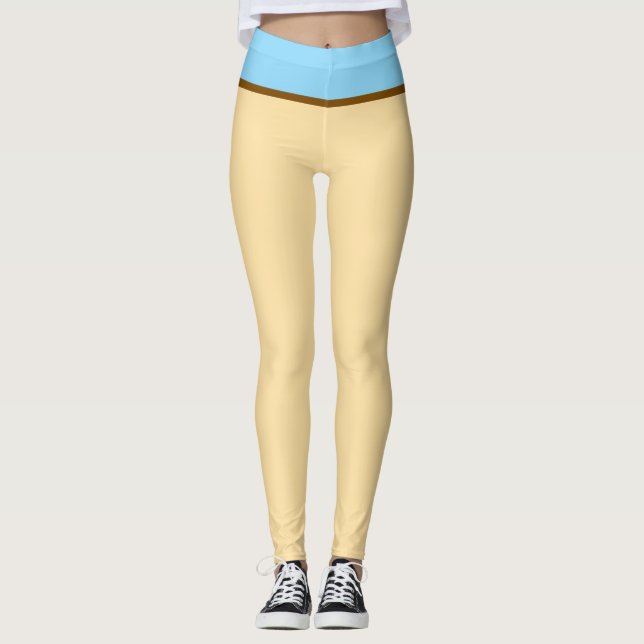 Pastel Beige and Baby Blue Leggings (Front)